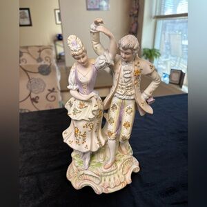 Vintage Porcelain Figurine Victorian-Style Man And Woman Dancing